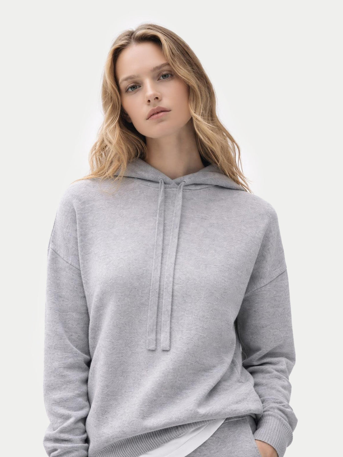 Cashmere Pullover Hoodie — Light Gray