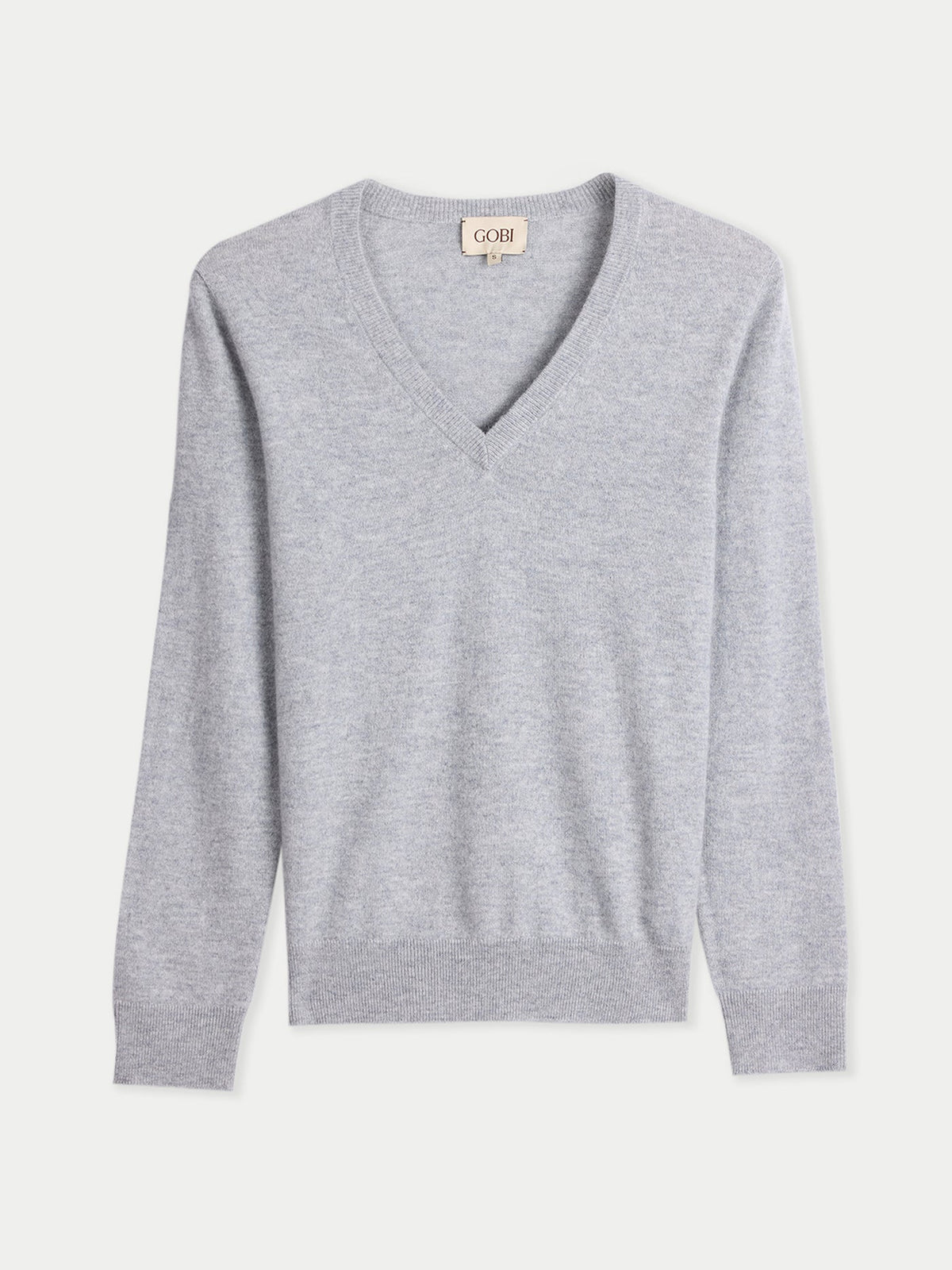 Timeless Cashmere V-neck Sweater — Light Gray