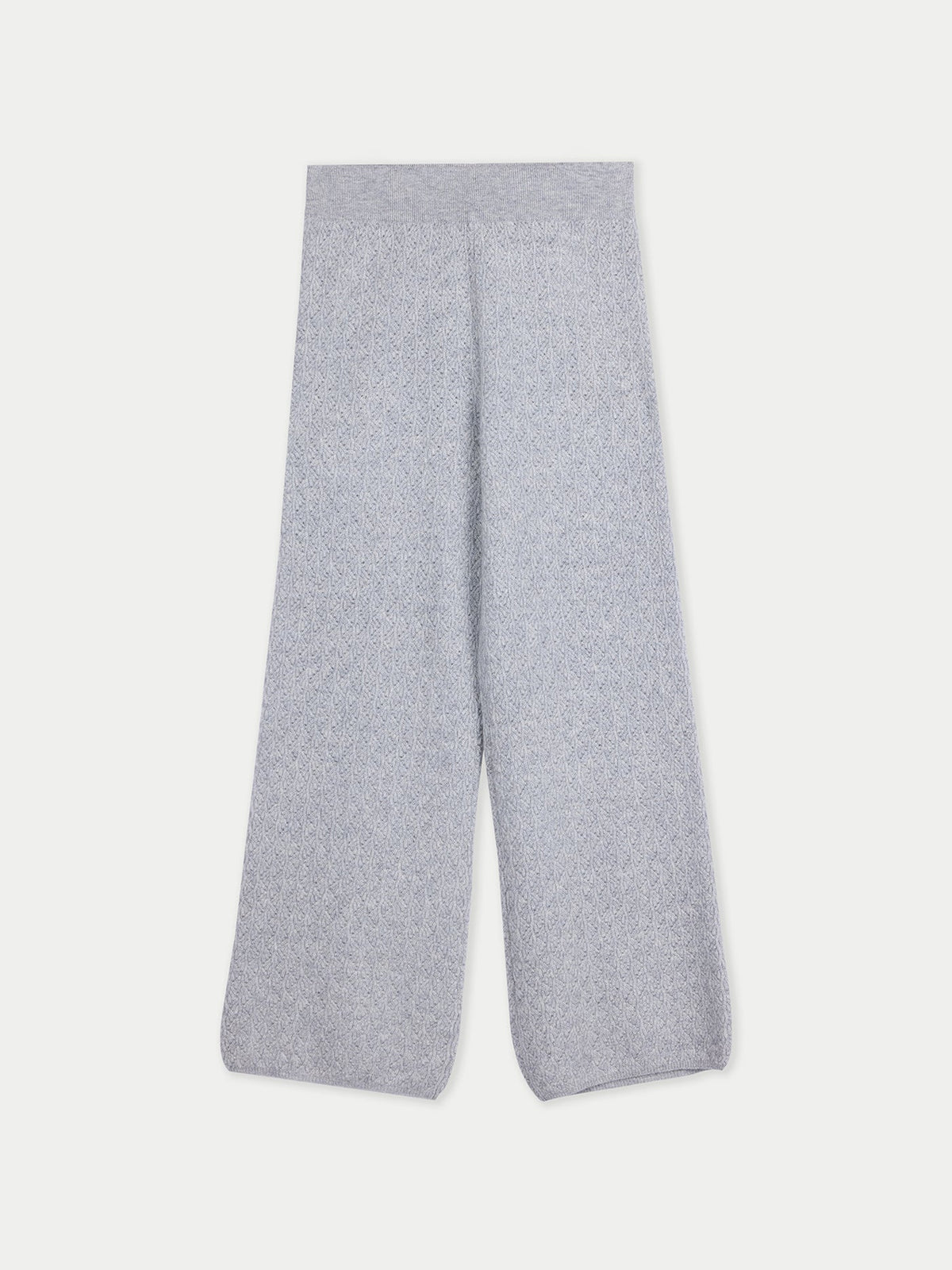Wide-leg Ajour Knit Cashmere Pants — Light Gray