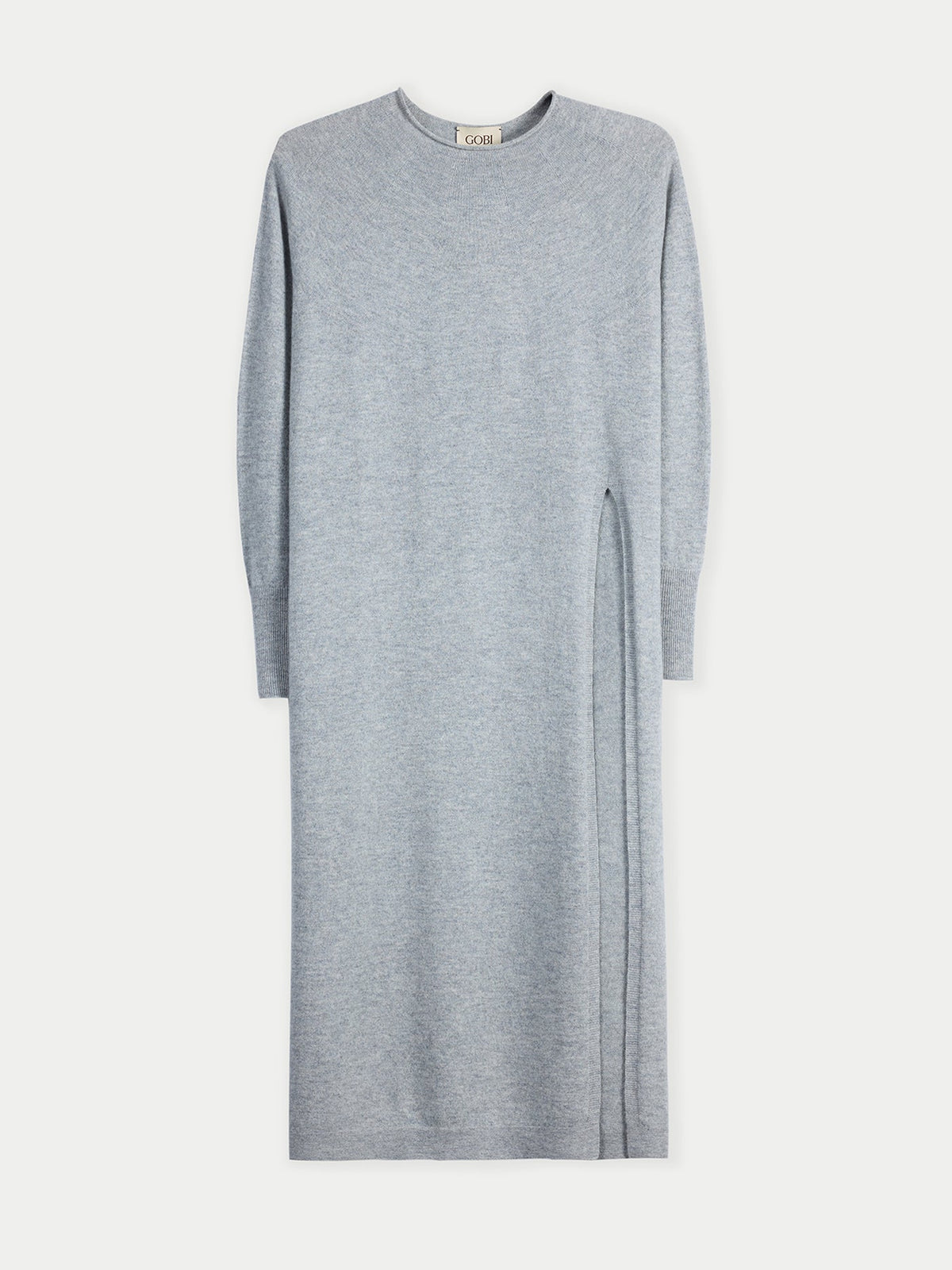 Cashmere Side-slit Maxi Dress — Light Gray