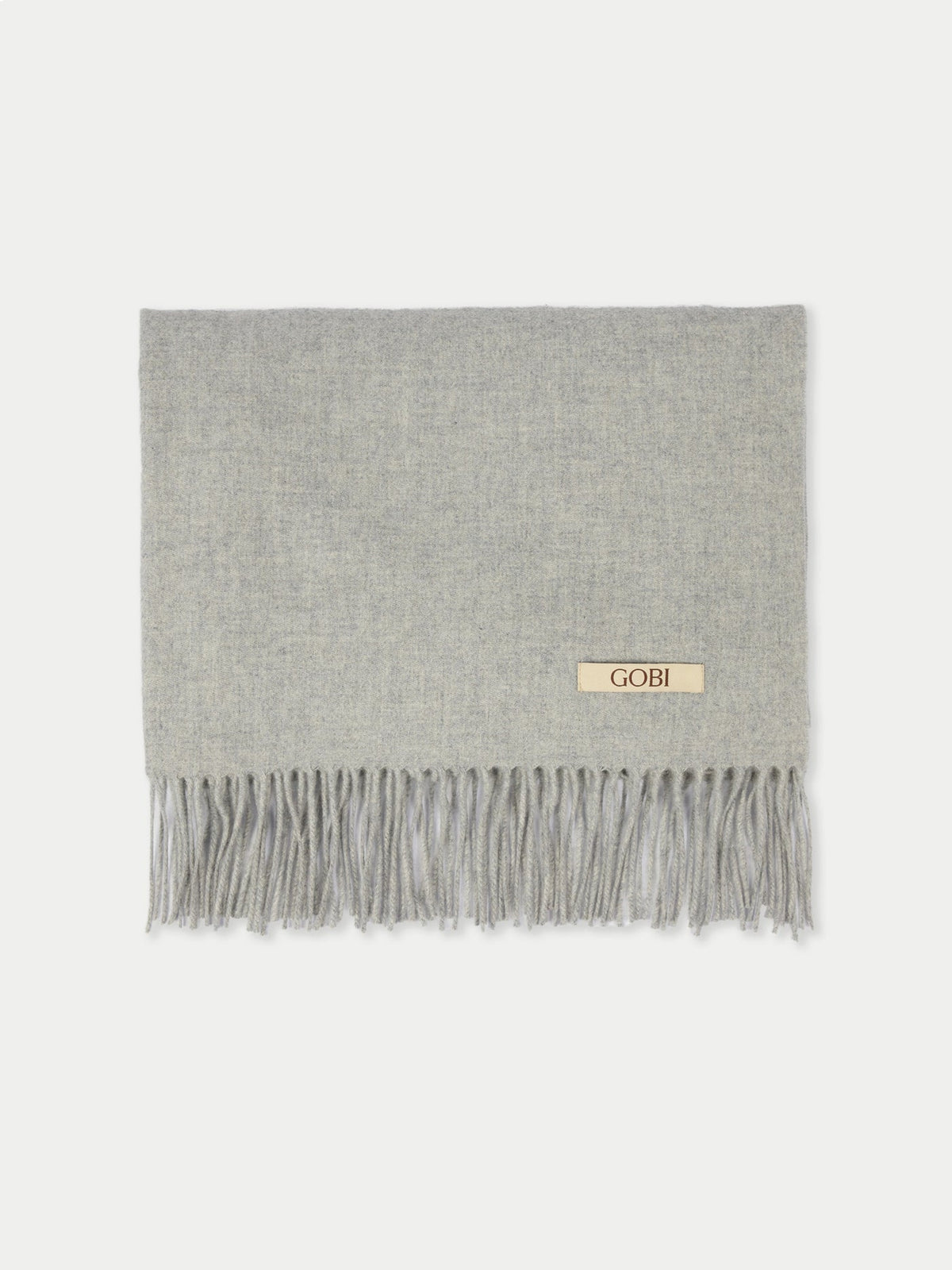 Wide Fringe Scarf — Light Gray