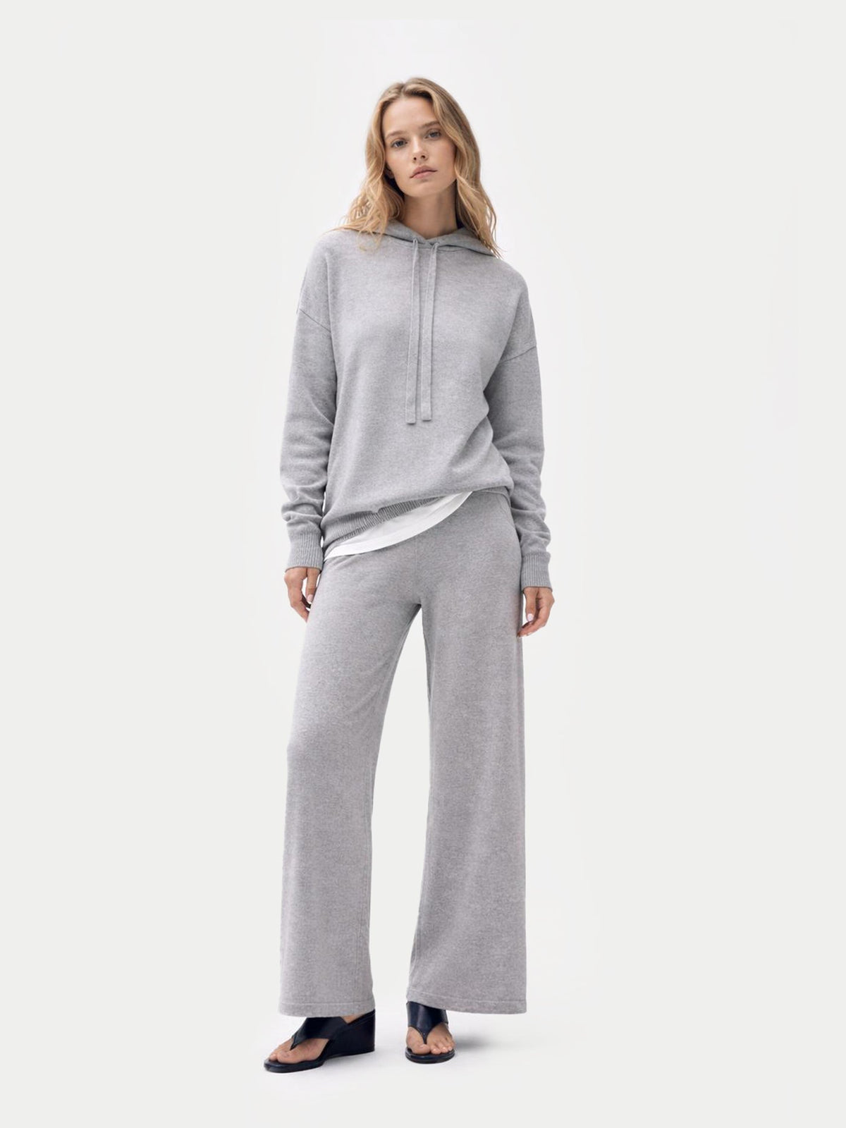 Cashmere Pullover Hoodie — Light Gray