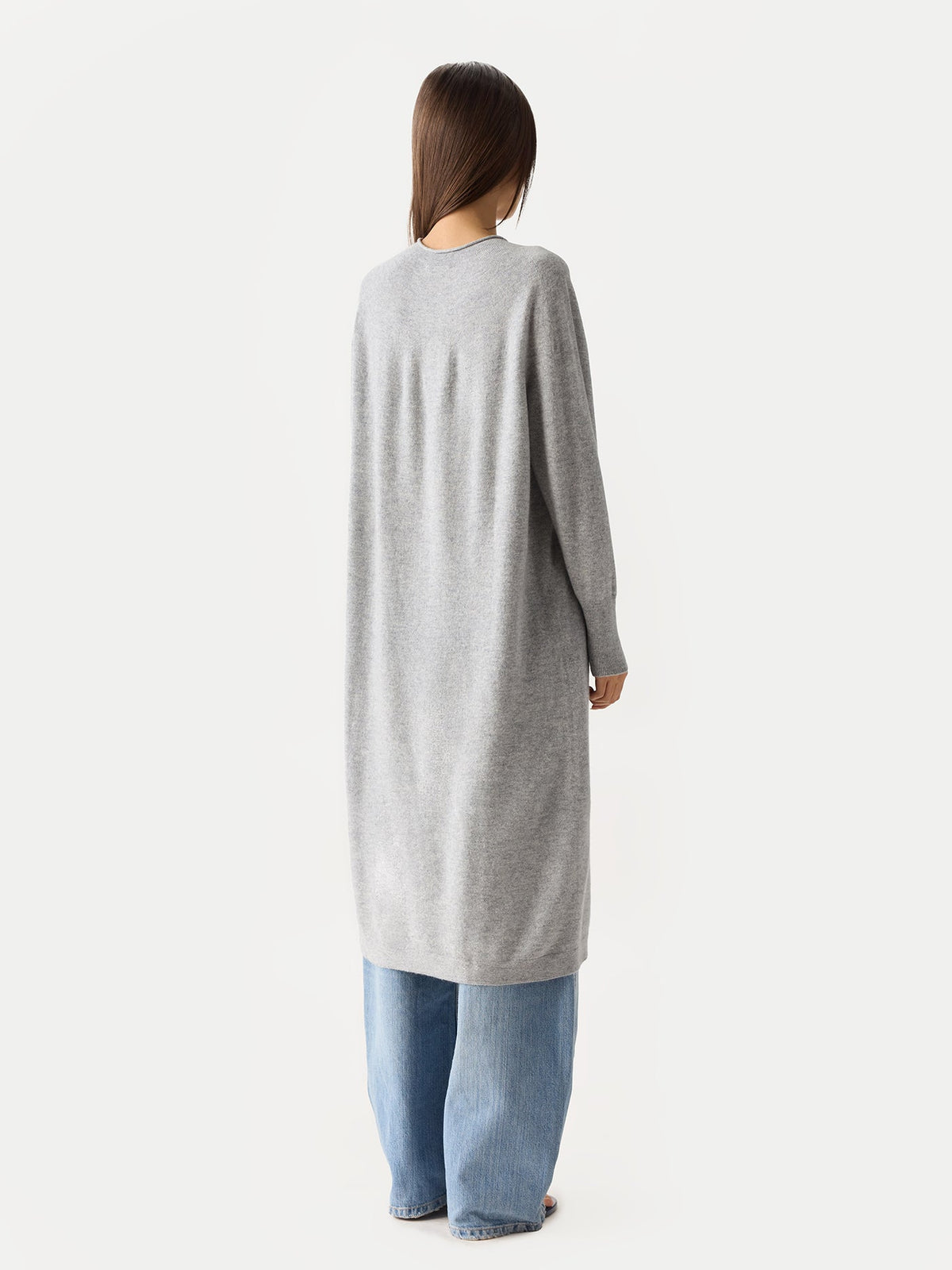 Cashmere Side-slit Maxi Dress — Light Gray