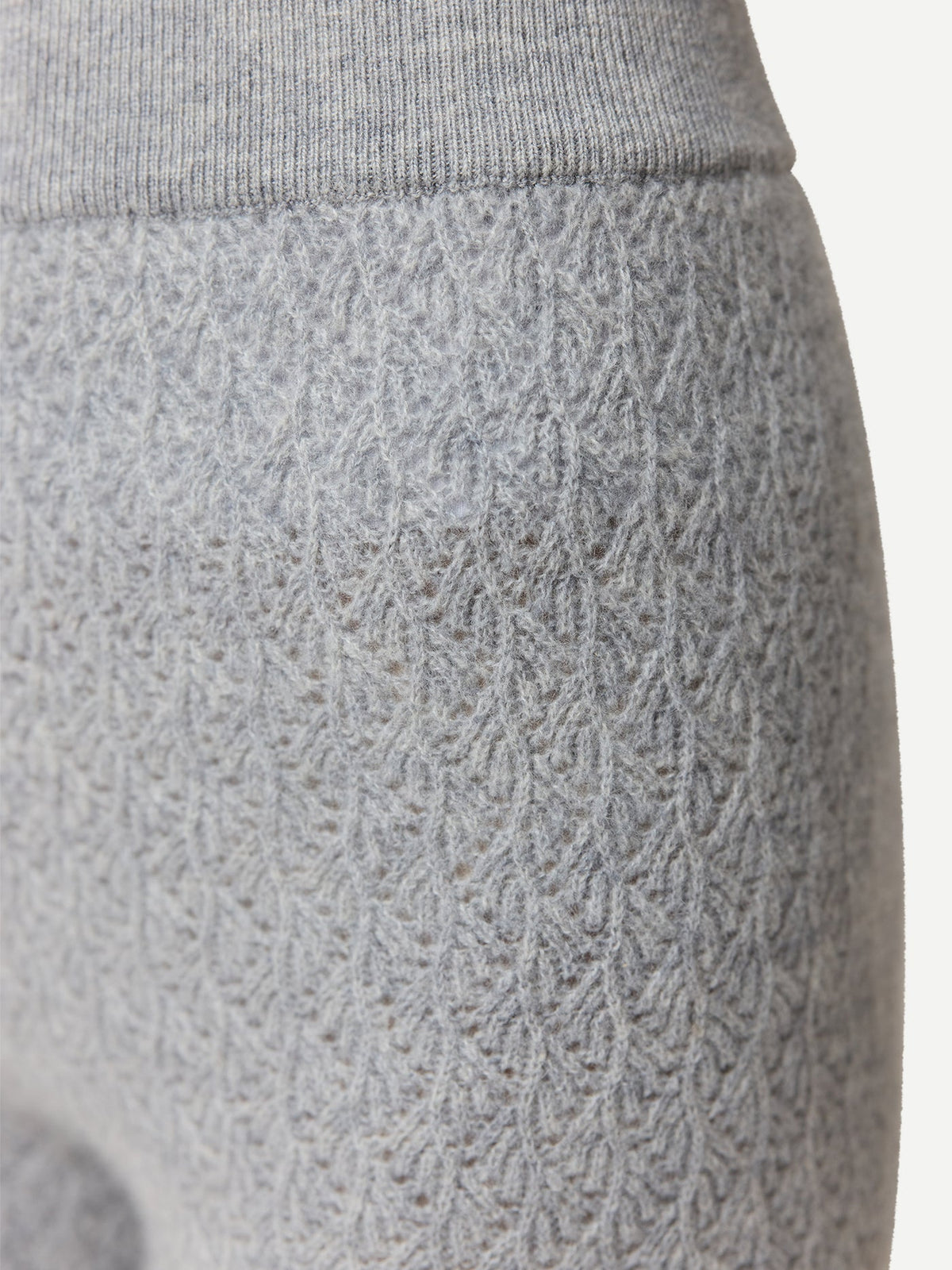 Wide-leg Ajour Knit Cashmere Pants — Light Gray