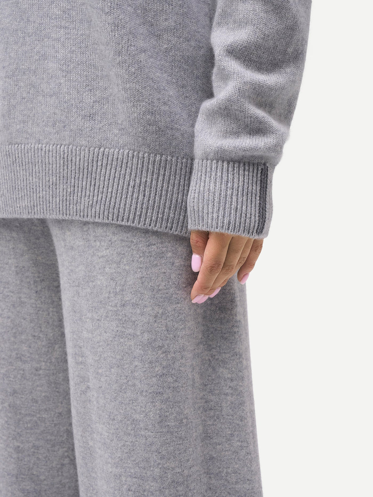 Cashmere Pullover Hoodie — Light Gray