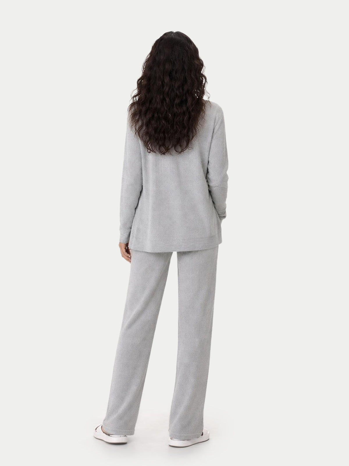 Ajour Knit Open-front Cashmere Cardigan — Light Gray