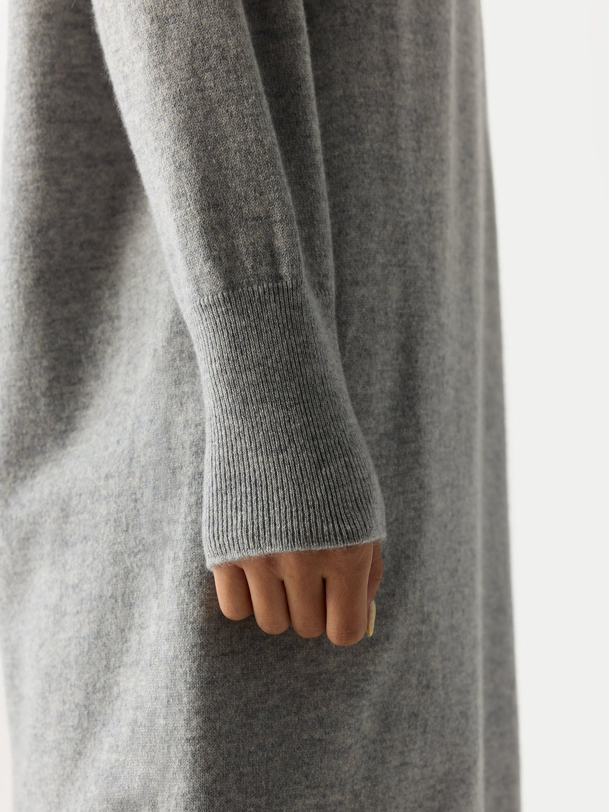 Cashmere Side-slit Maxi Dress — Light Gray