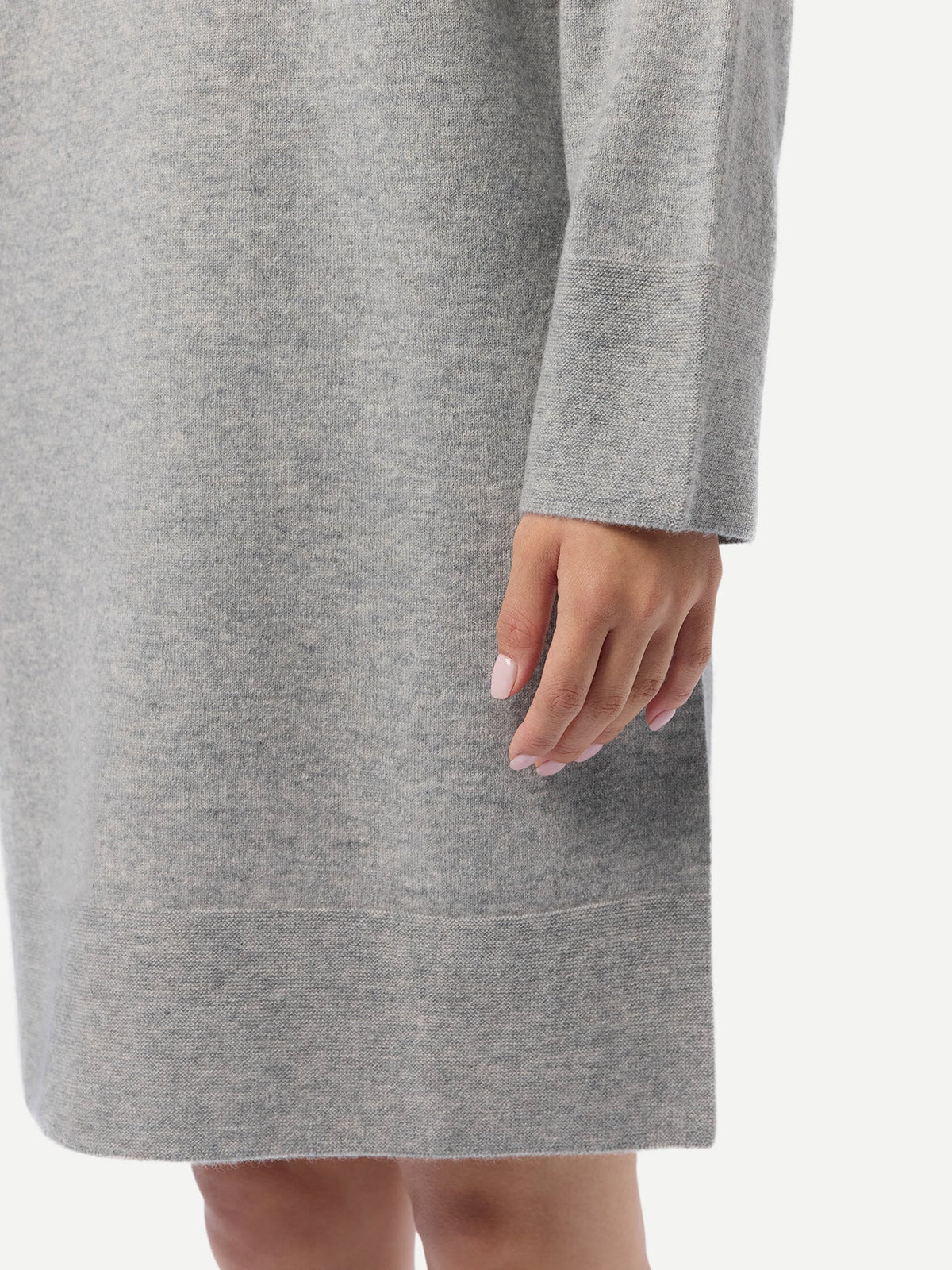 Seamless Crewneck Cashmere Dress — Light Gray