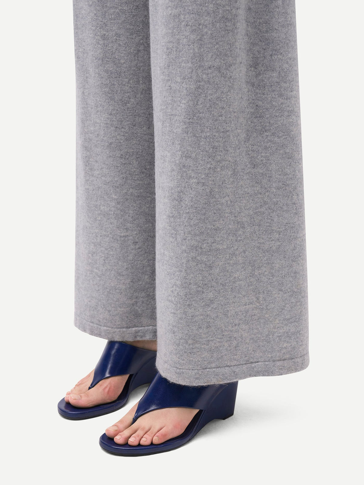 Wide-leg Cashmere Pants — Light Gray