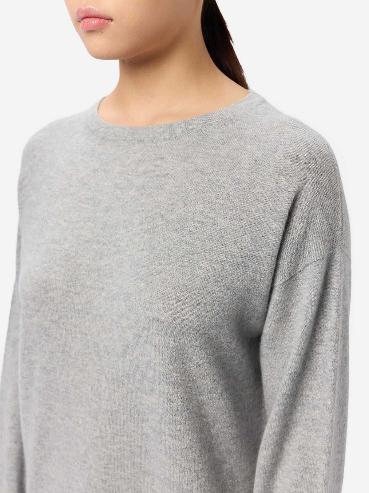 Seamless Crewneck Cashmere Dress — Light Gray