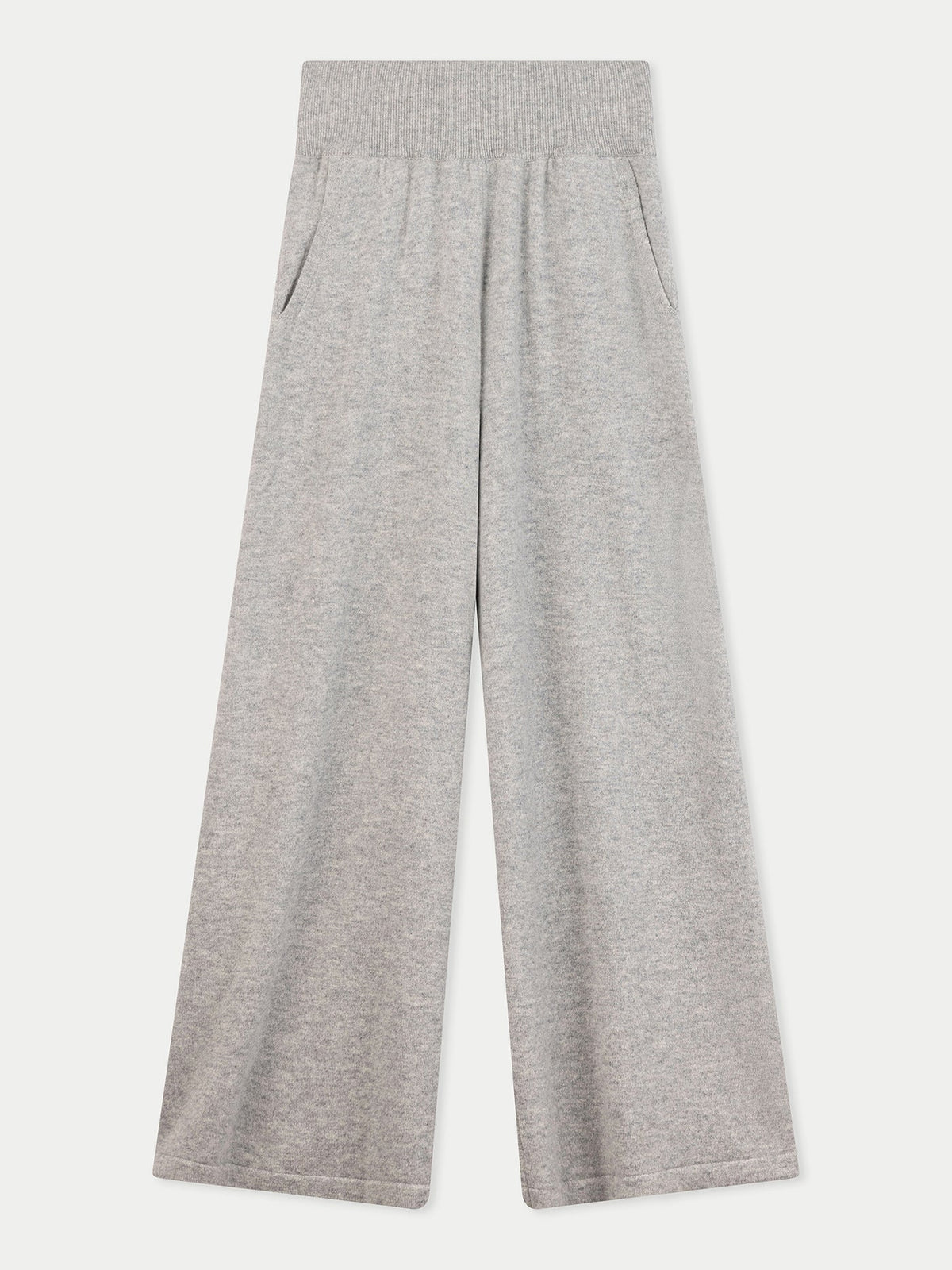 Wide-leg Cashmere Pants — Light Gray