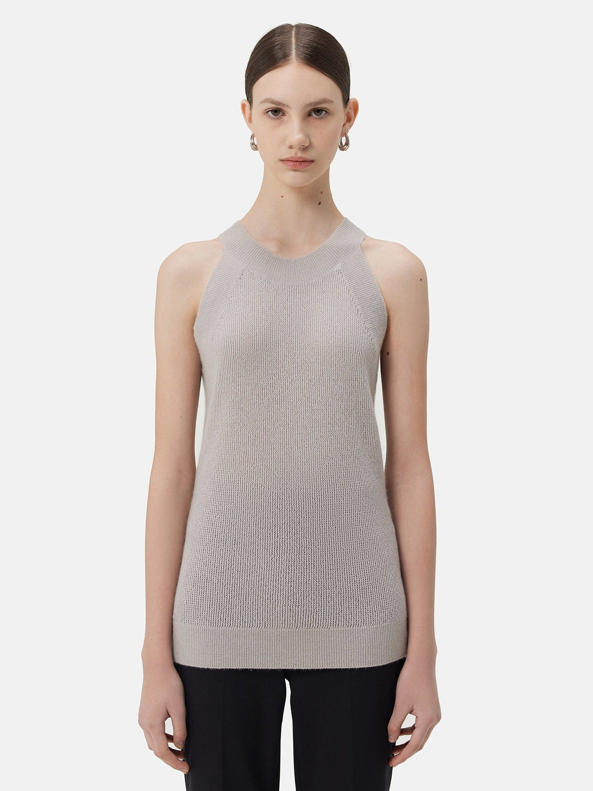 Sleeveless Cashmere Top — Light Taupe