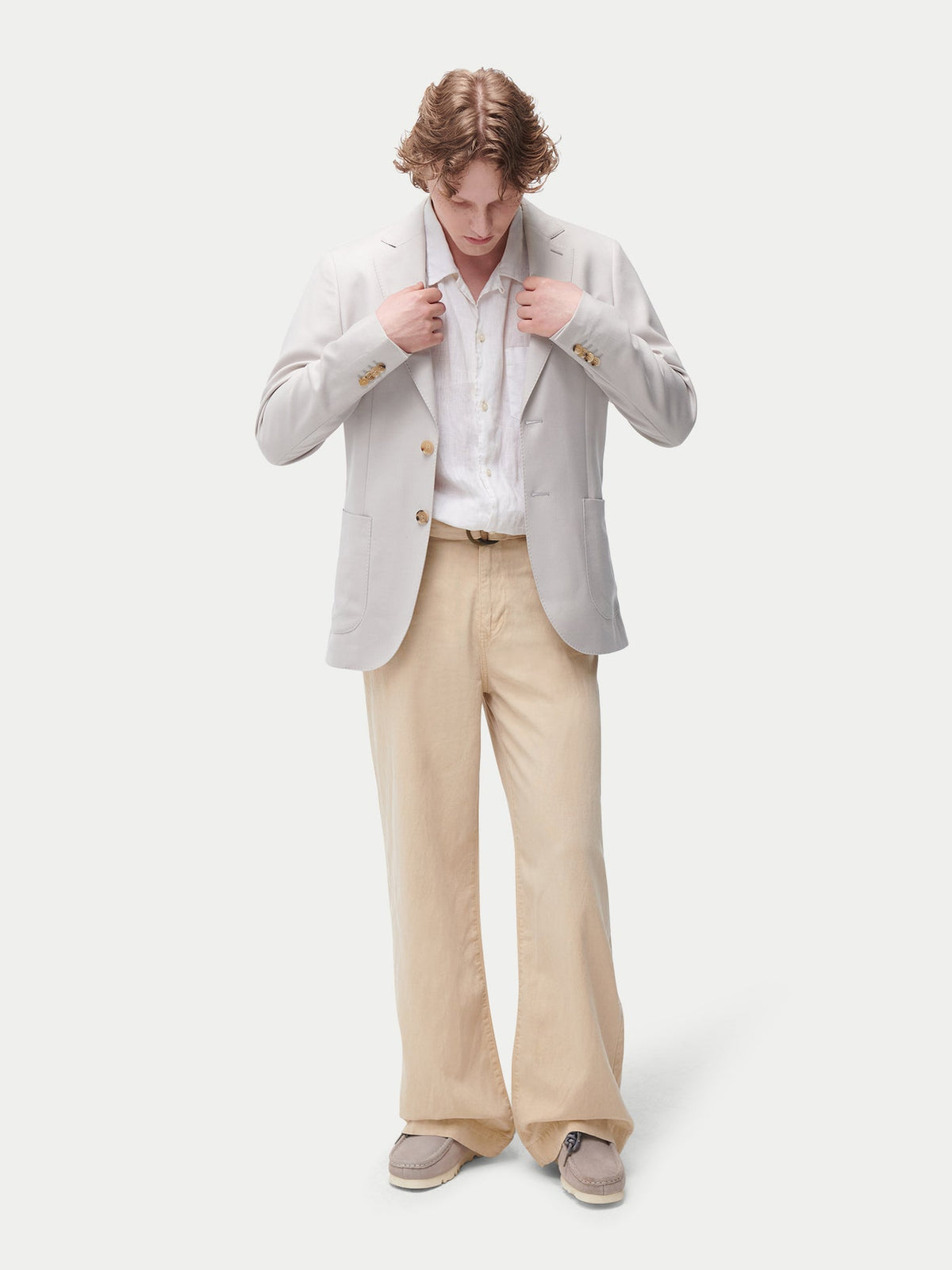 Men's Single-breasted Cashmere Blazer — Light Taupe