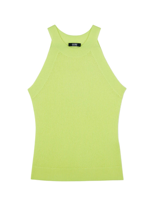 Sleeveless Cashmere Top — Lime Yellow