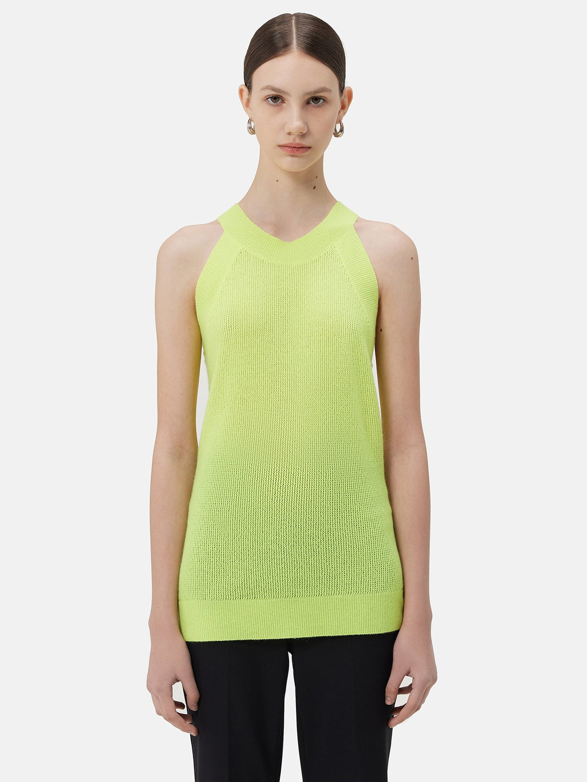 Sleeveless Cashmere Top — Lime Yellow