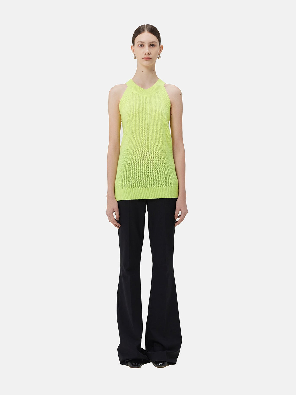 Sleeveless Cashmere Top — Lime Yellow
