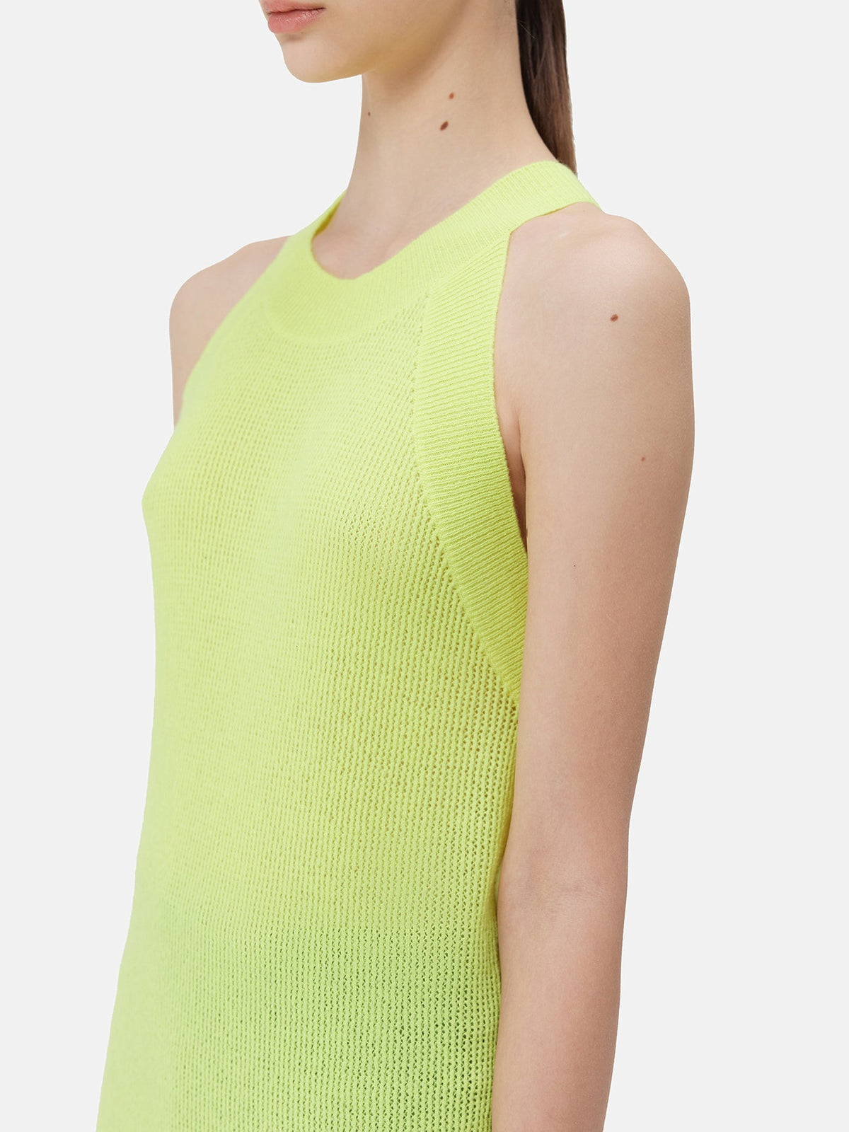 Sleeveless Cashmere Top — Lime Yellow