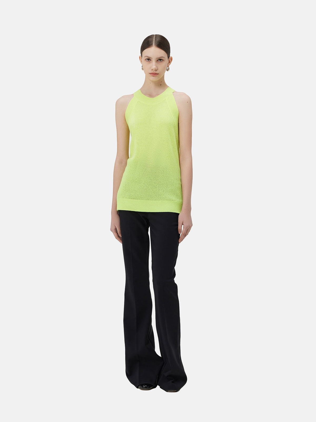 Sleeveless Cashmere Top — Lime Yellow