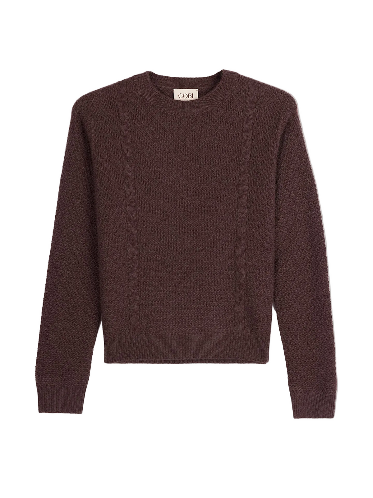 Cropped Crewneck Cashmere Sweater — Mahogany Brown