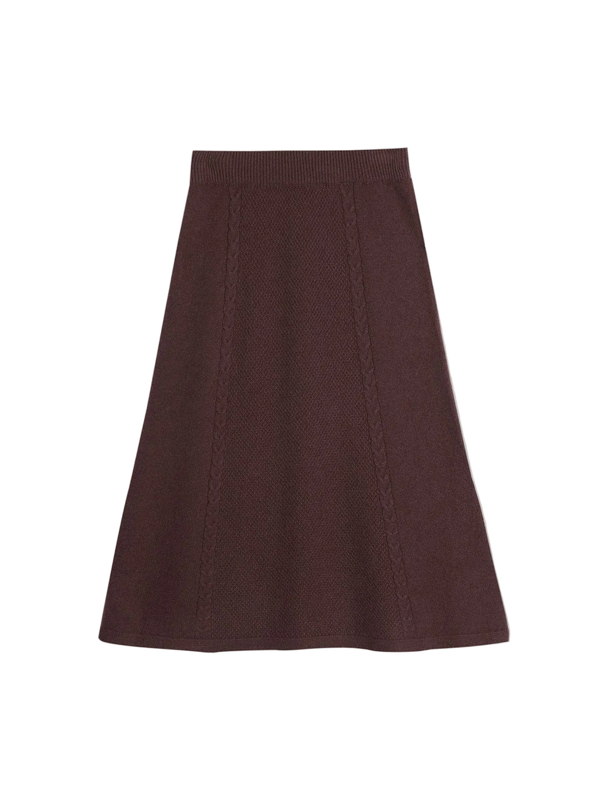 A-line Cashmere Knitted Skirt — Mahogany Brown