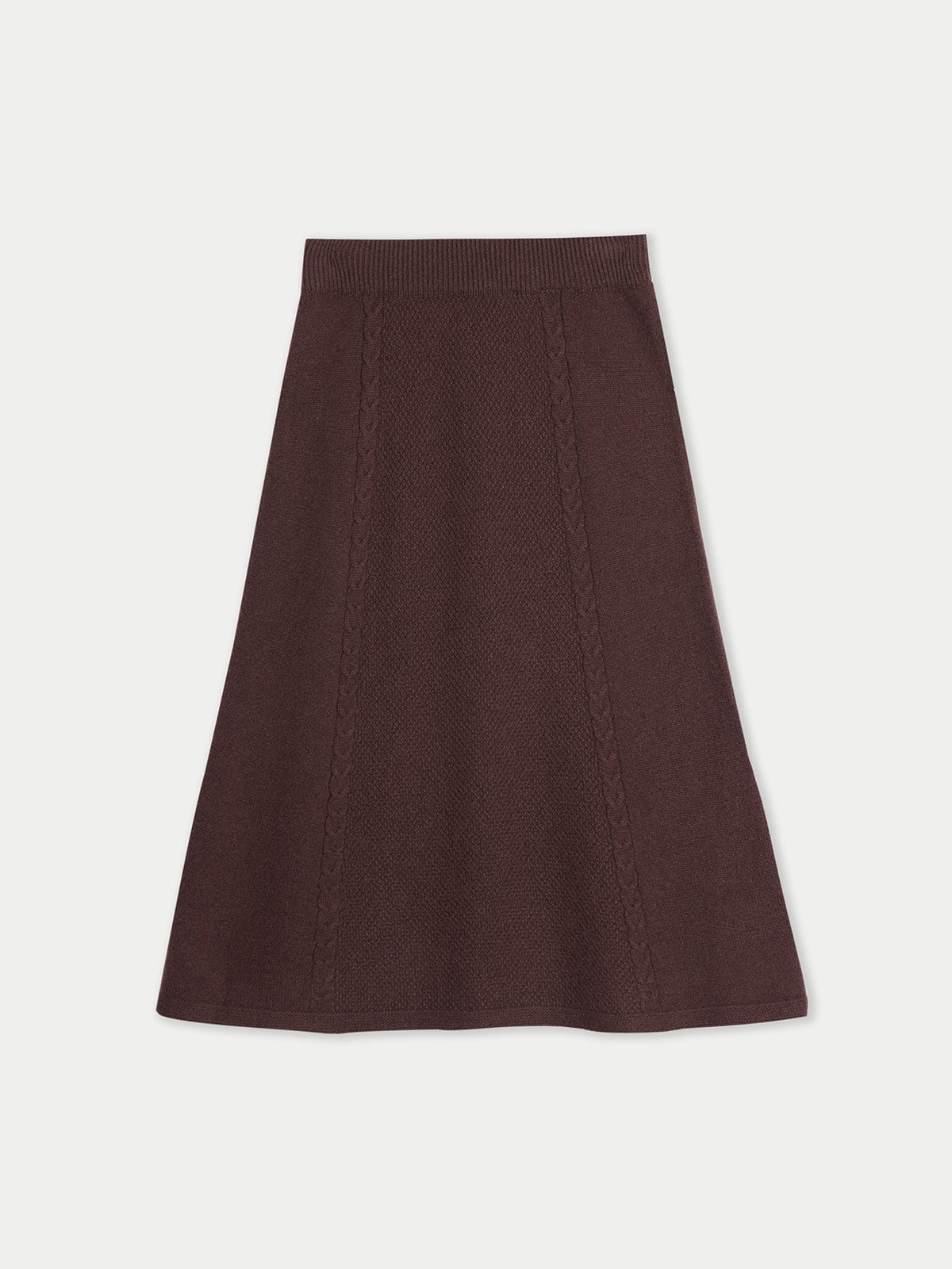 A-line Cashmere Knitted Skirt — Mahogany Brown