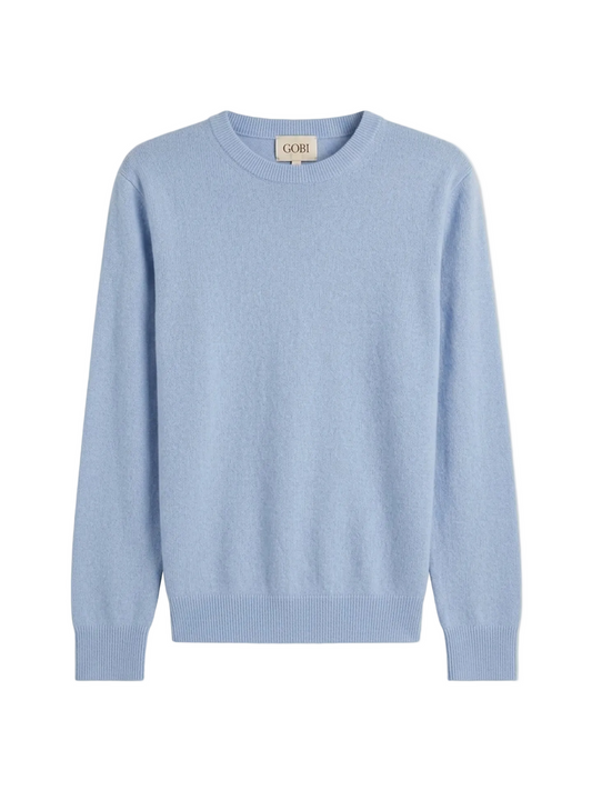 Timeless Crewneck Cashmere Sweater — Muted Blue