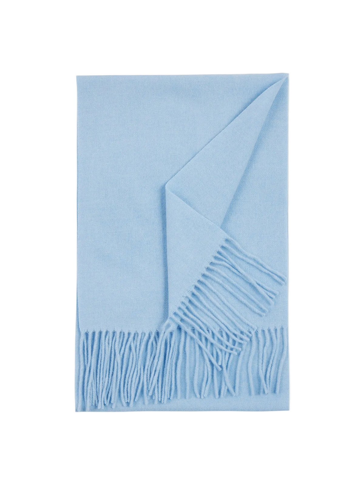 Cashmere Fringed Scarf — Muted Blue