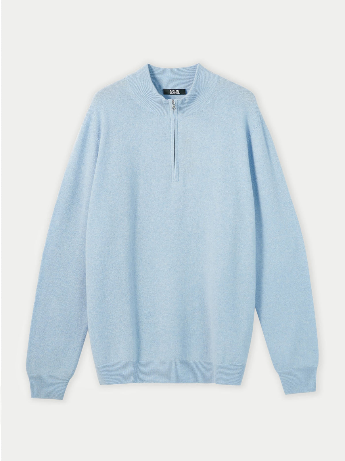 Essential Half-zip Cashmere Sweater — Muted Blue