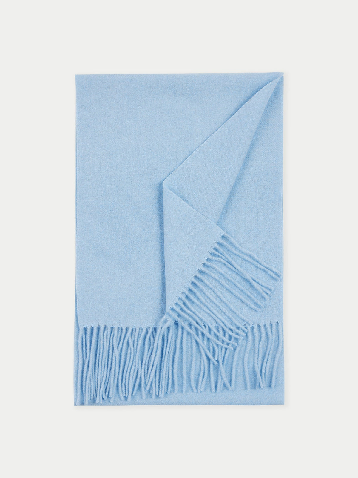 Cashmere Fringed Scarf — Muted Blue