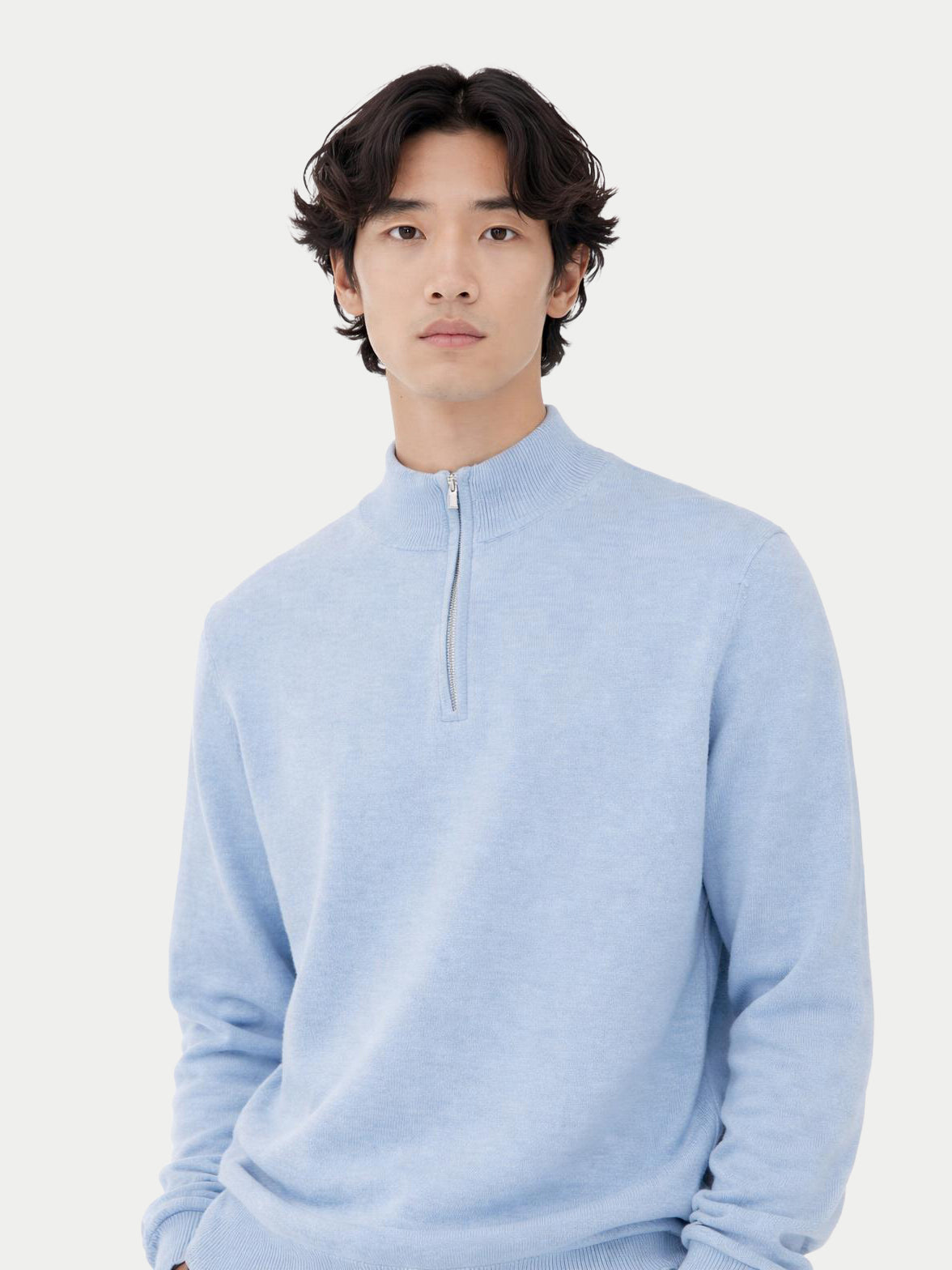 Essential Half-zip Cashmere Sweater — Muted Blue