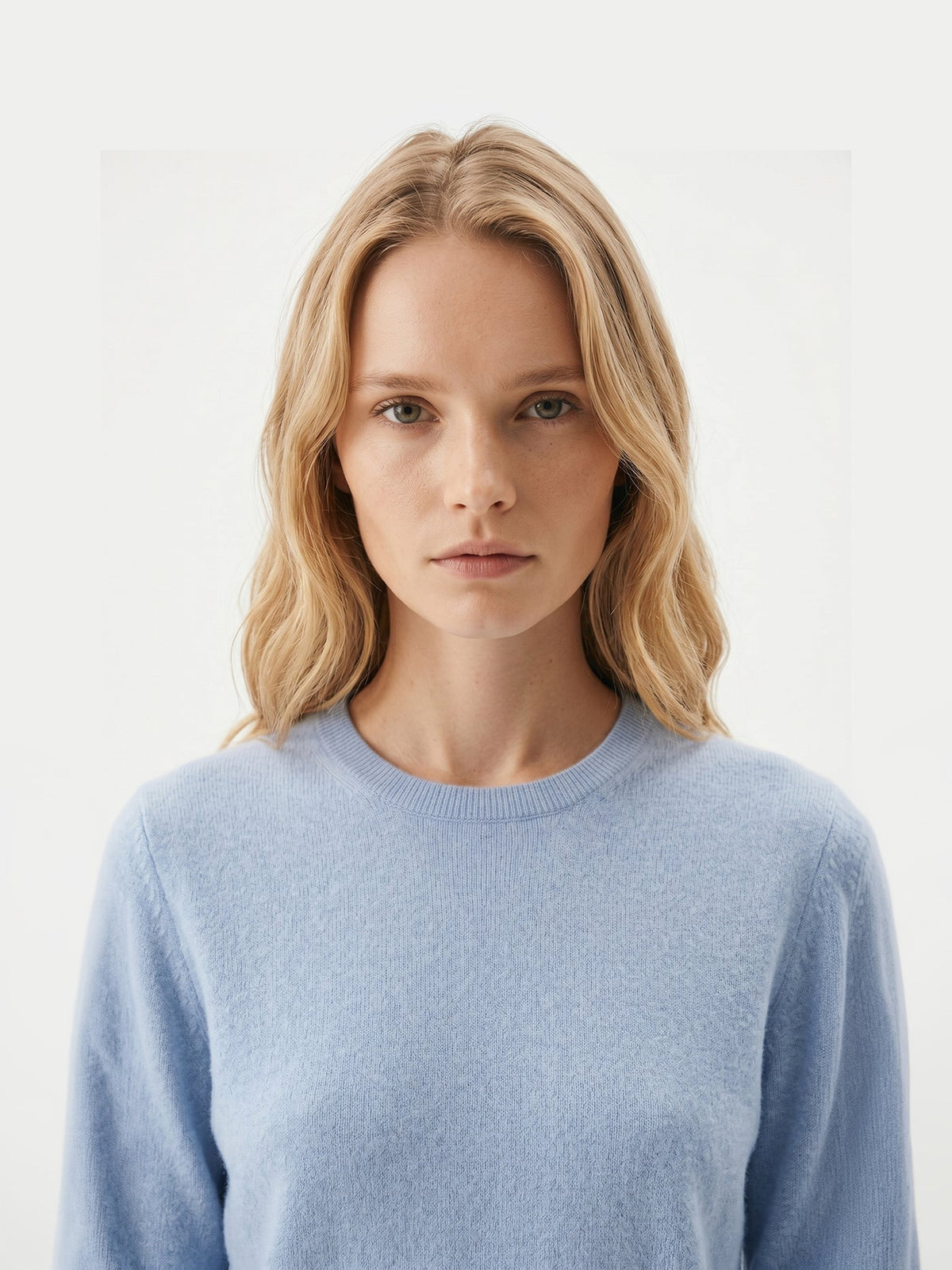 Timeless Cashmere Crewneck Sweater — Muted Blue