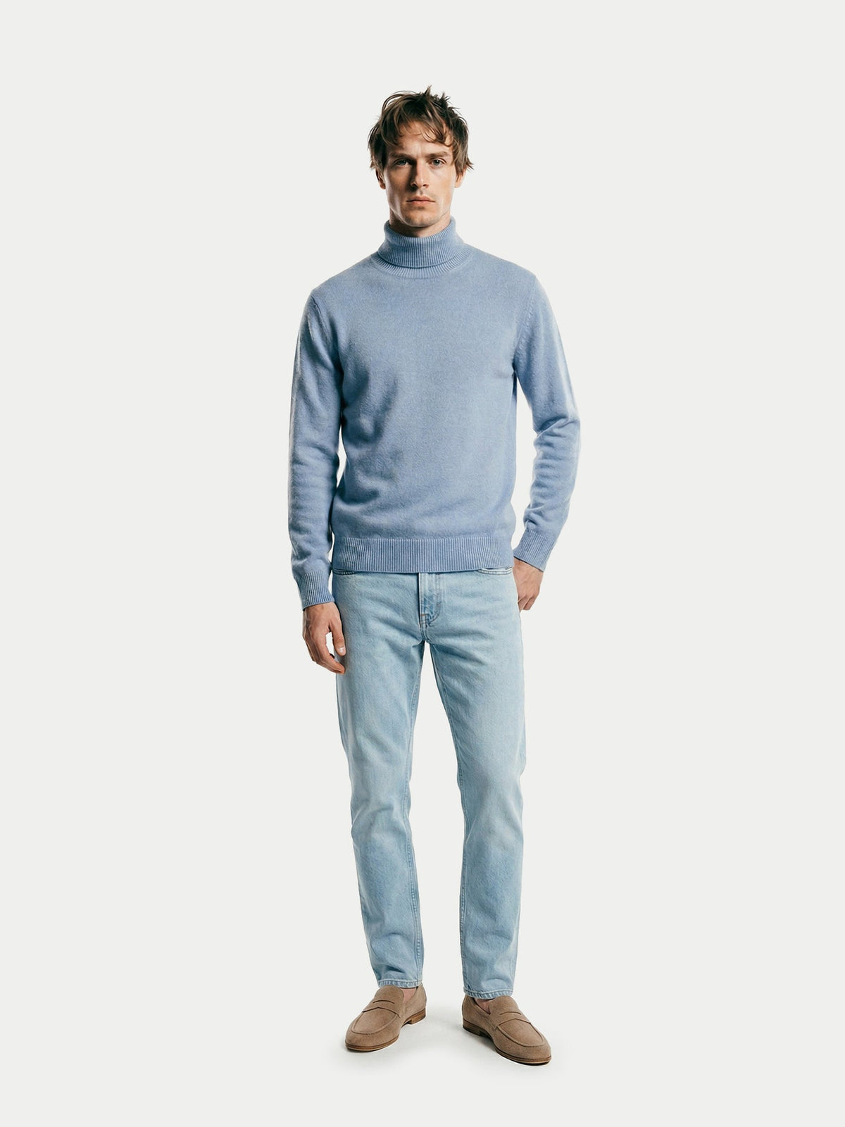 Timeless Turtleneck Cashmere Sweater — Muted Blue