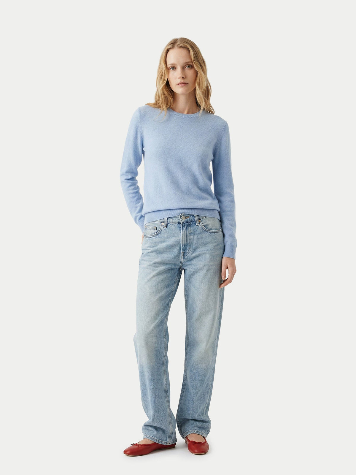Timeless Cashmere Crewneck Sweater — Muted Blue