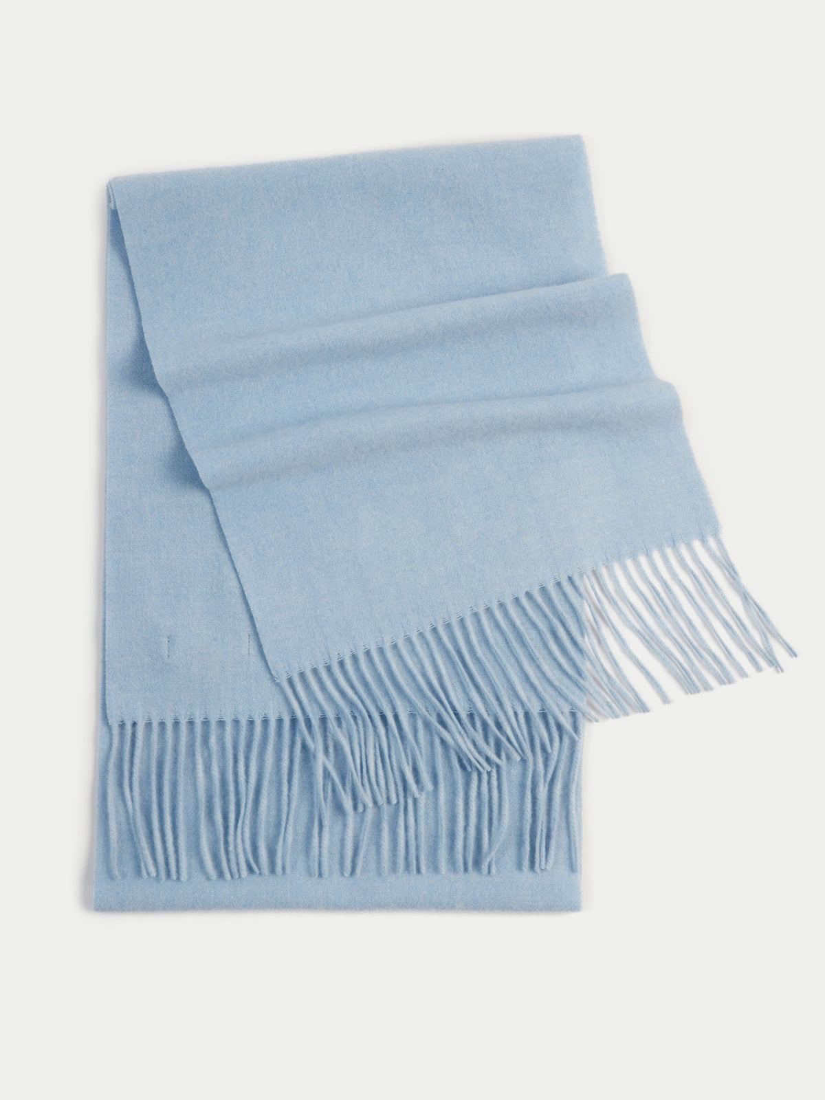 Cashmere Fringed Scarf — Muted Blue