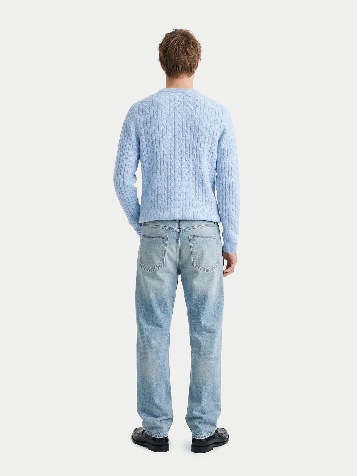 Cashmere Cable-knit Sweater — Muted Blue