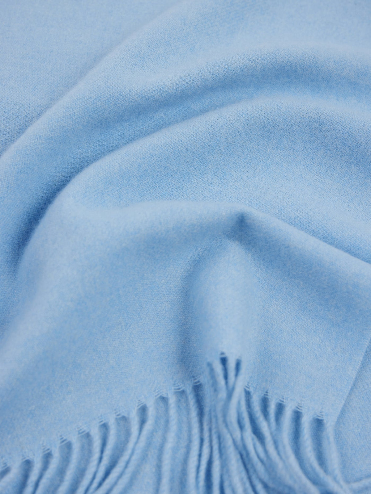 Cashmere Fringed Scarf — Muted Blue