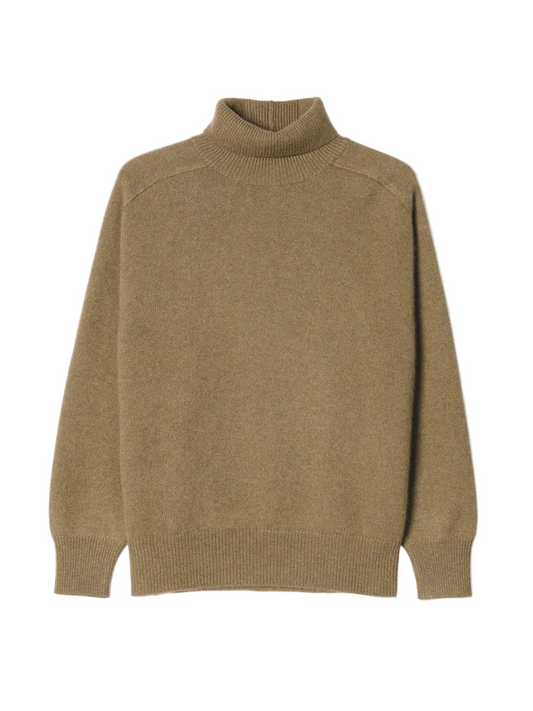 Unisex High-neck Cashmere Sweater — Muted Green