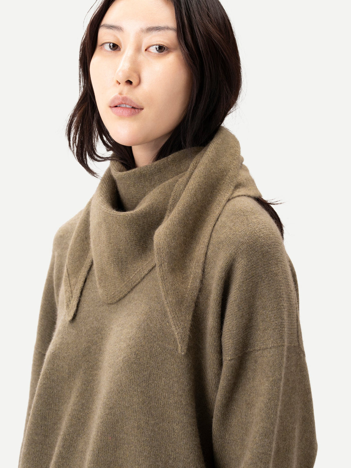 Triangular Cashmere Scarf — Muted Green
