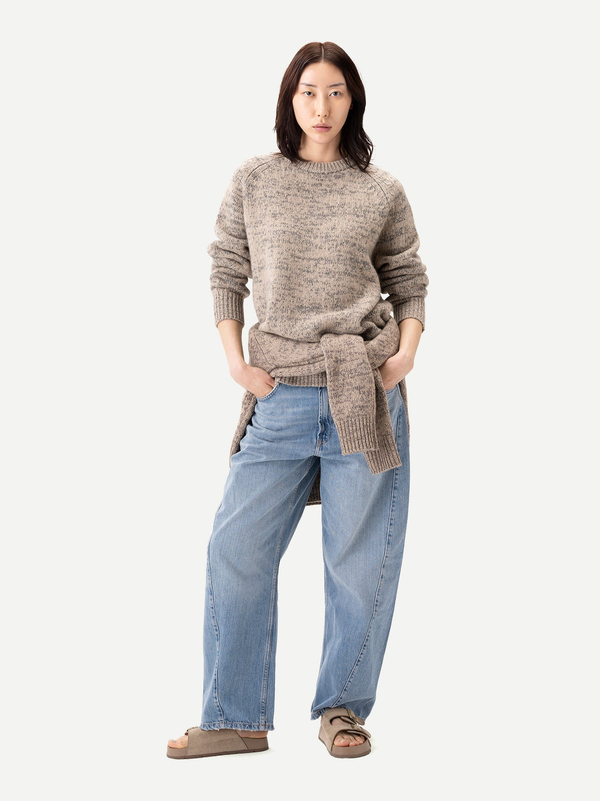 Unisex Mouline Cashmere Sweater — Muted Taupe