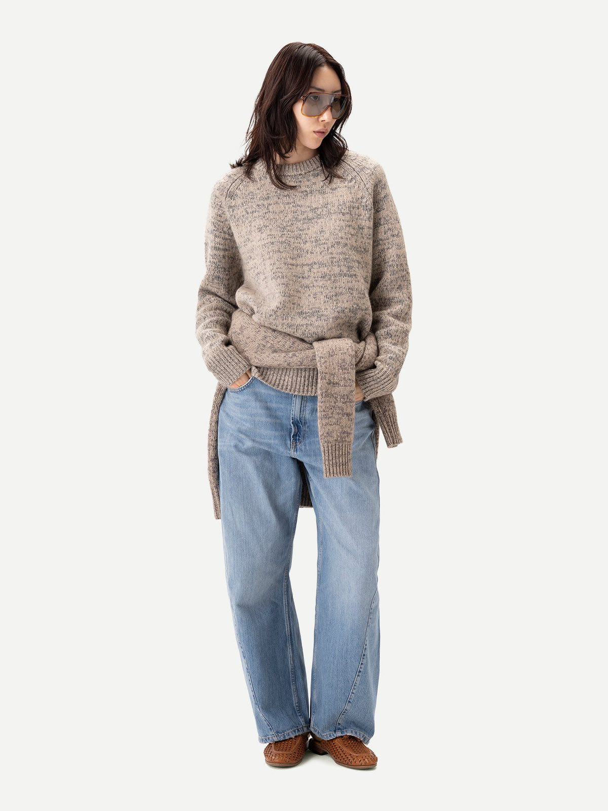 Unisex Mouline Cashmere Sweater — Muted Taupe
