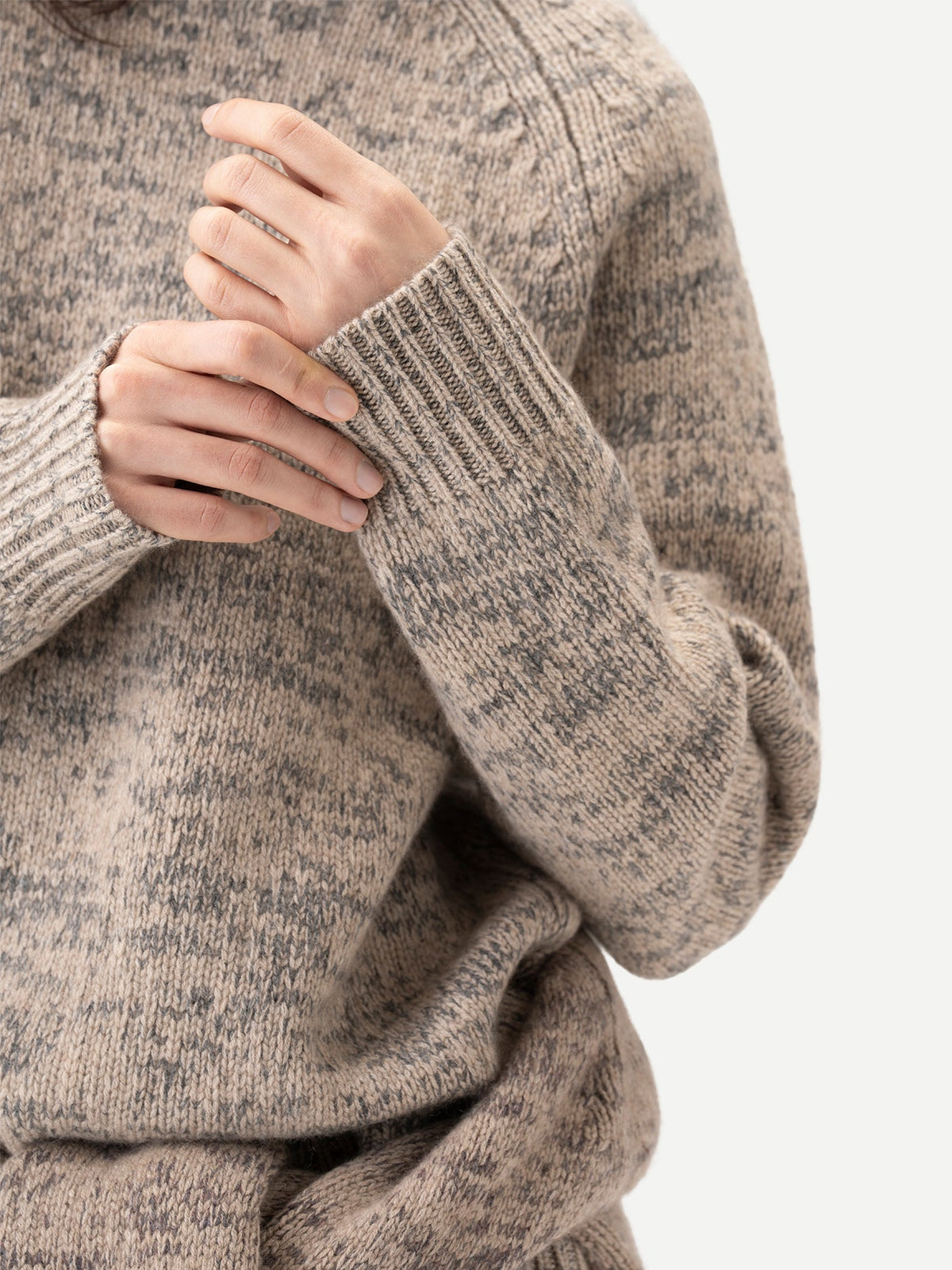 Unisex Mouline Cashmere Sweater — Muted Taupe
