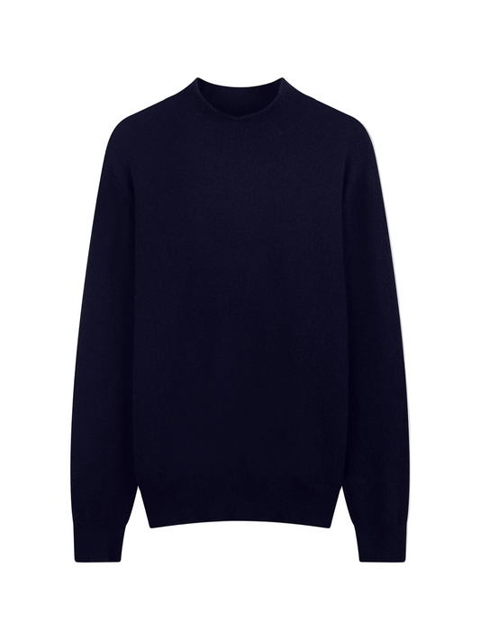 Timeless Mock Neck Cashmere Sweater — Navy
