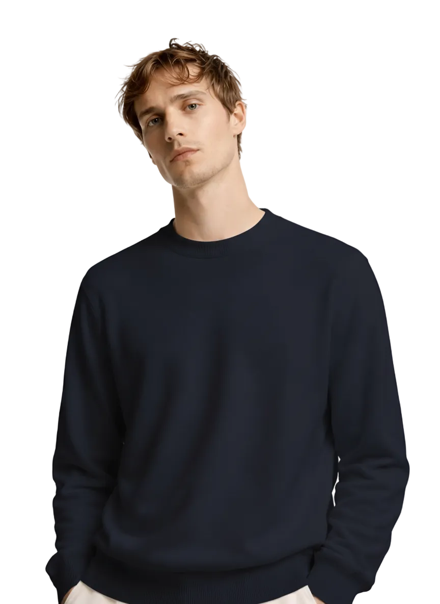 Essential Crewneck Cashmere Sweater — Navy