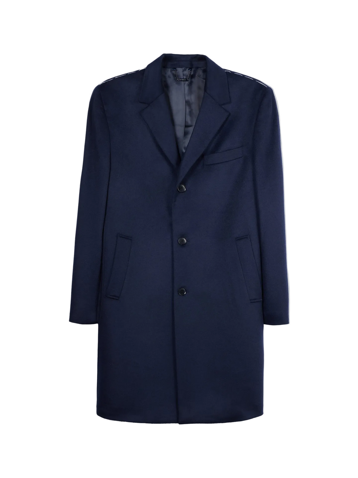 Men's Cashmere Coat With Notched Lapels — Navy