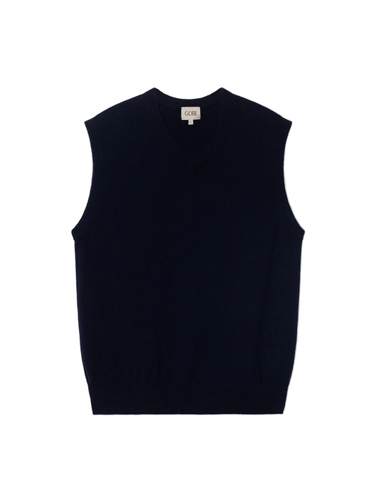 Timeless V-neck Cashmere Vest — Navy