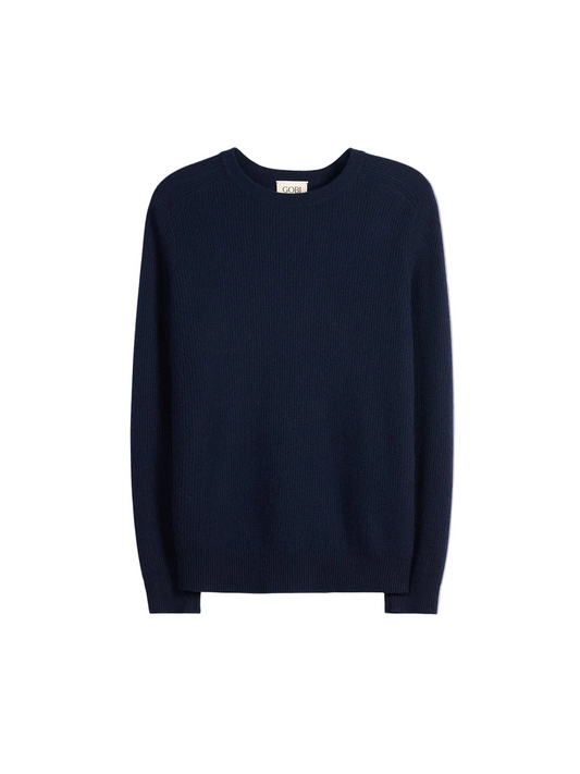 Men's Ribbed Cashmere Sweater — Navy