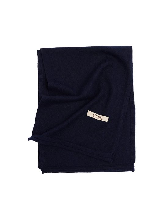 Cashmere Jersey Knit Scarf — Navy
