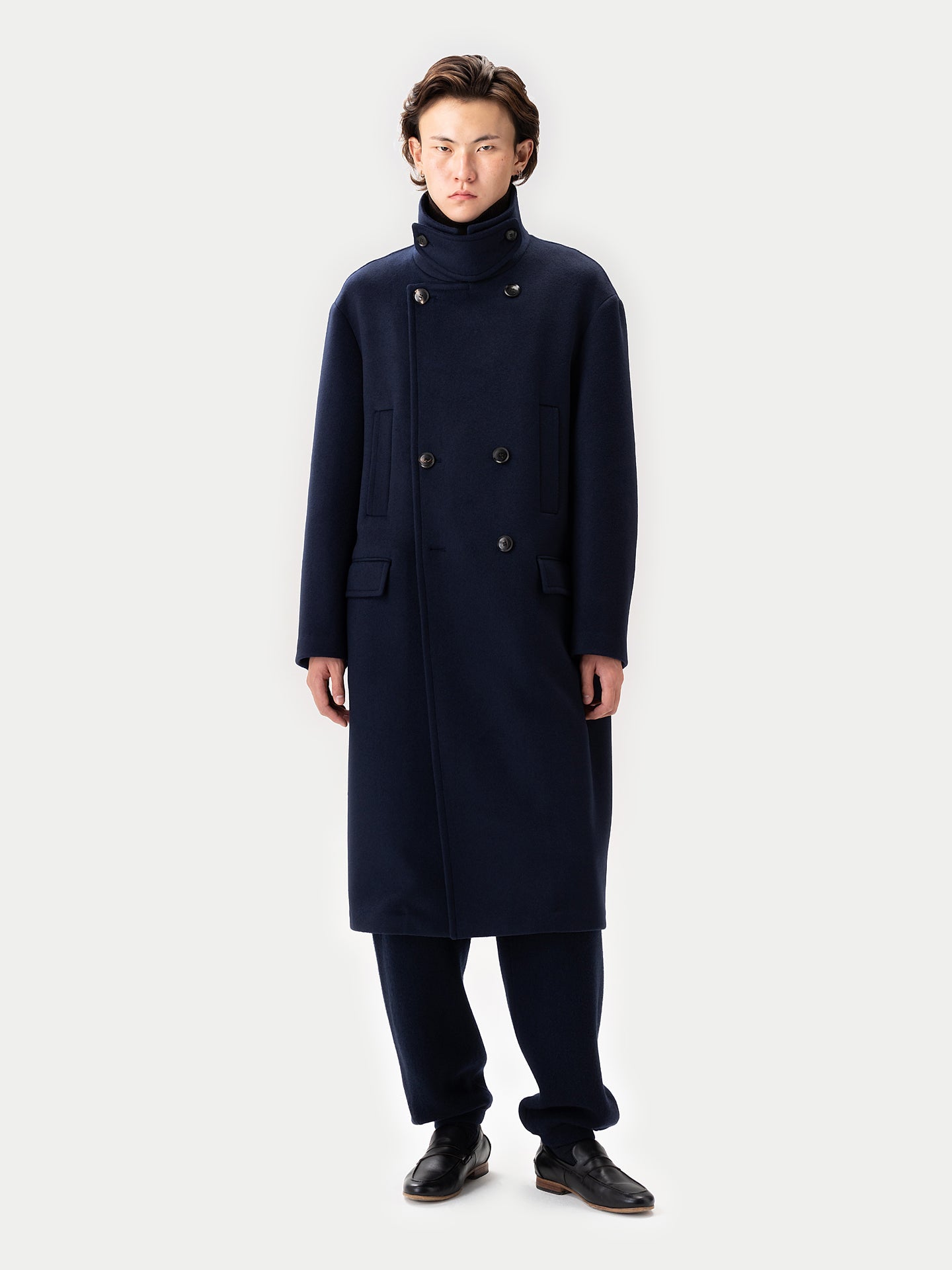 Unisex Cashmere Trench Coat — Navy