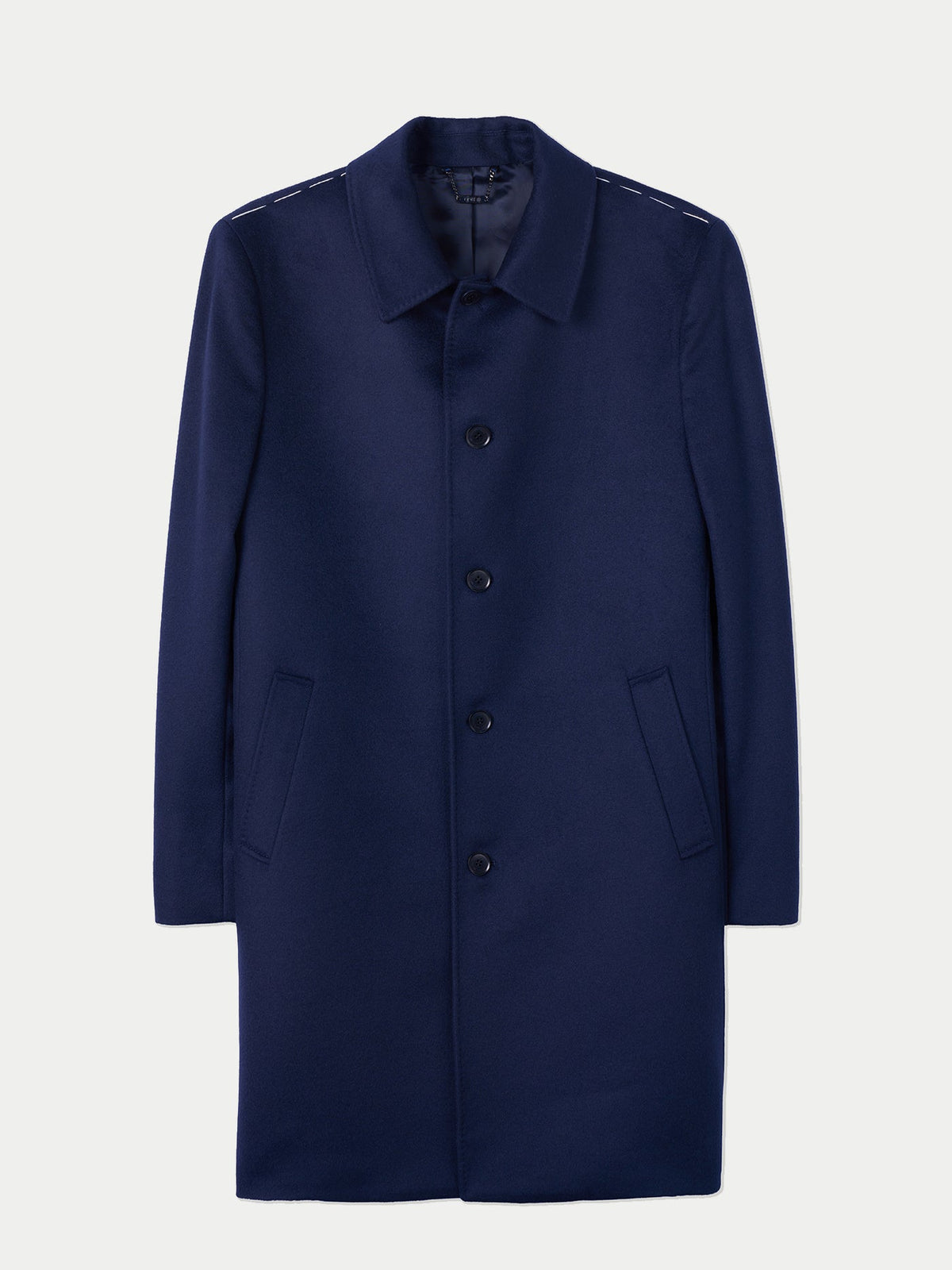 Men's Single-breasted Cashmere Coat — Navy