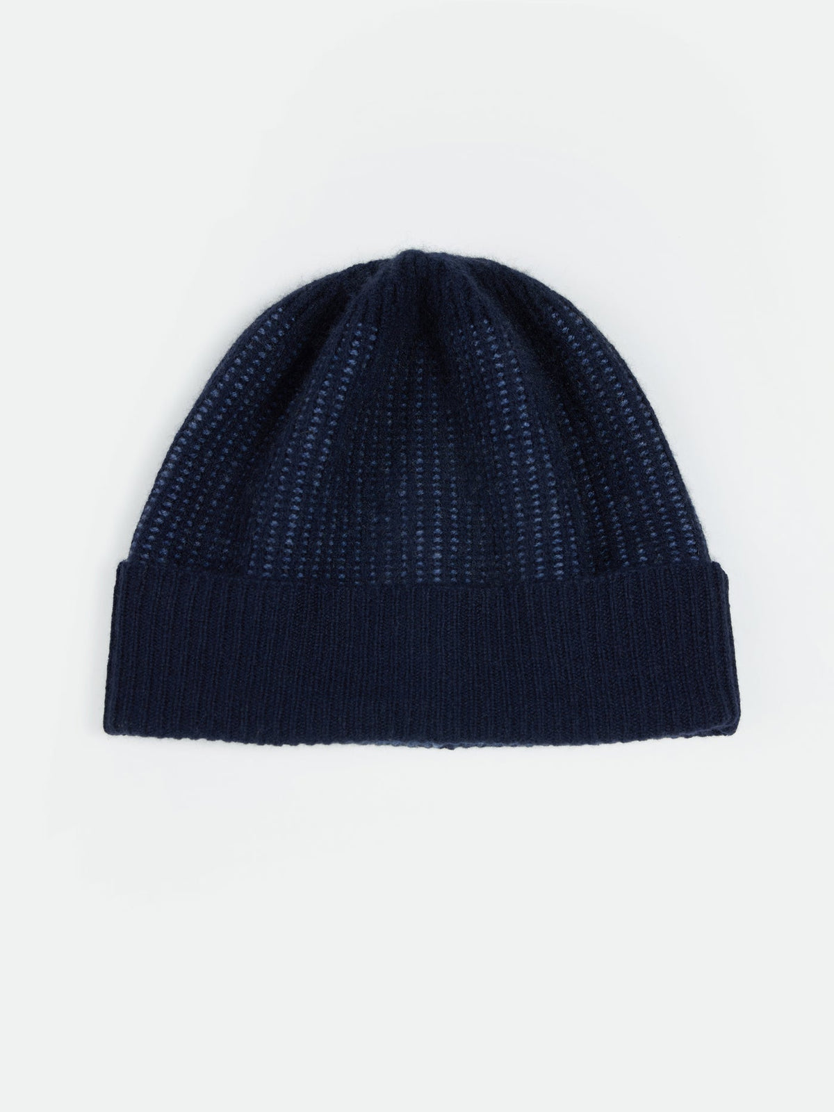 Cashmere Ribbed Knit Hat — Navy